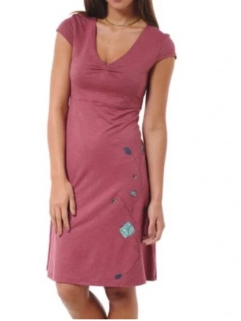0Horny Toad Rosemarie Dress Pink Mauve Size Large GUC V-Neck A-Line Gorpcore